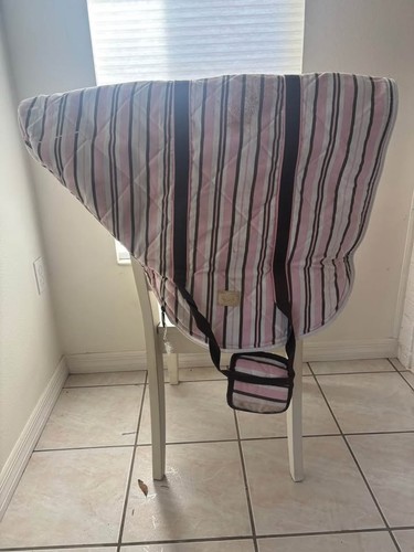 Equine Couture Saddle Bag - Carrier - Pink/Brown/White Stripes