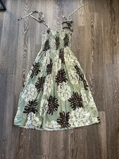 VTG Island Aloha Wear Green Floral Dress Coverup Women’s XL Beach Vacation 90s