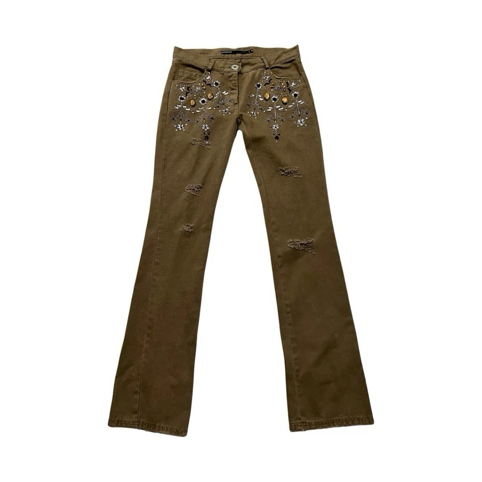 Vtg Gaetano Navarra Embroidered Set Beaded Sequined Pant Military Couture Cargo - Image 2 of 4