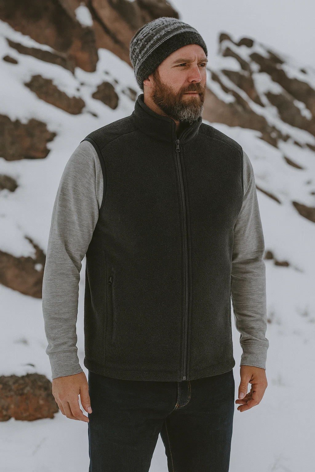 NWT Eddie Bauer Full Zip Polartec Fleece Vest Black Men's Size XXL (XL) H11725
