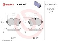 Brembo P 06 092 Bremsbelagsatz, Scheibenbremse For BMW BMW (Brilliance) Mini