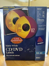 Avery 8692 Inkjet CD Labels Matte White 40/Pack FOR INK JET PRINTER