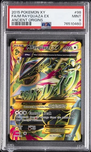 2015 POKEMON XY ANCIENT ORIGINS #98 FULL ART/M RAYQUAZA EX PSA 9