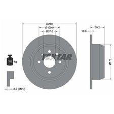 2x Textar Scheibenbremse hinten 605803 92057000 569206 93182294 90421872