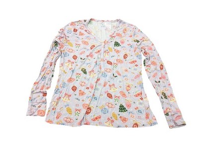 Posh Peanut Women s Lavender Christmas Pajamas Top Shirt Large Ornament Bamboo