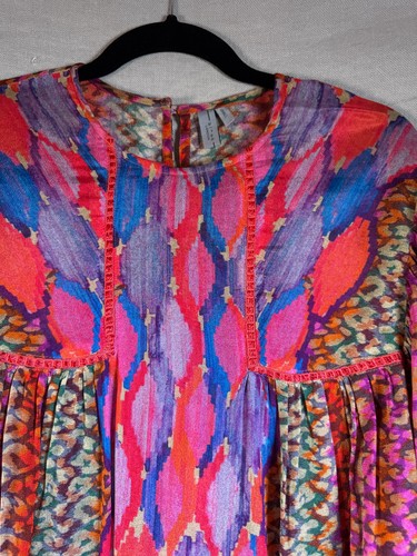 Camisa en Blanco Londres Mujer Pequeña Rosa Patchwork Anthropologie Festival Estampada - Imagen 2 de 13