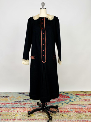 Antique Vintage Edwardian 1900s Black Wool Dress Pink Ribbon and Lace Trim AS IS | eBay Antique Vintage Edwardian 1900s Black Wool Dress Pink Ribbon and Lace Trim AS IS | eBay