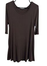 Annabelle Womens Brown Tunic Dress Size S 3/4 Sleeves Lightweight Flowy