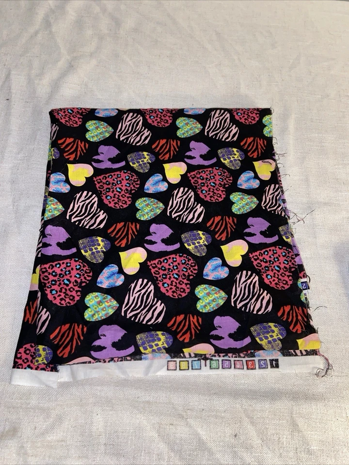 90s Wild Heart Fabric Piece colorful pink animal print cotton Cranston Ames 80s - Image 3 of 4