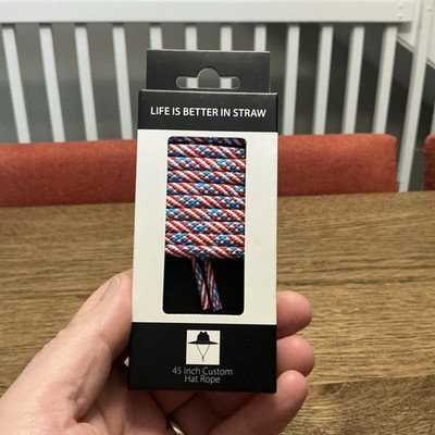 Life Is Better In Straw 45 Inch Custom Hat Rope - American Flag - NEW