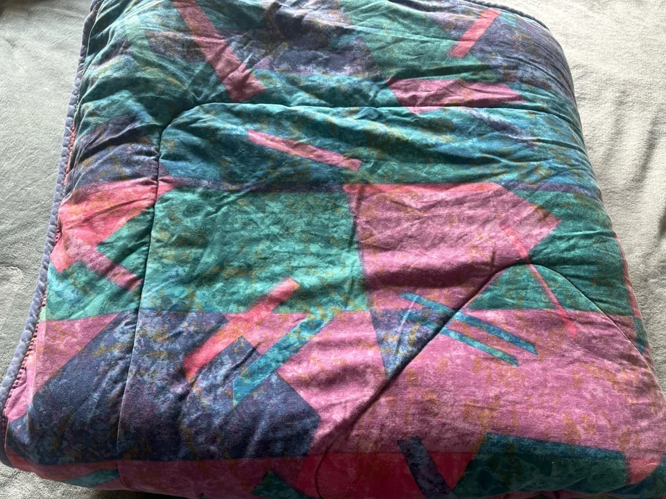 Edredón vintage Springmaid retro salvado por la campana abstracto años 80 90 Y2K COMPLETO Foto 2 de 4