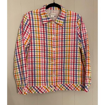 #ad Draper#x27;s amp; Damon#x27;s Seersucker Rainbow Gingham Light Weight Jacket Med Dopamine $25.00