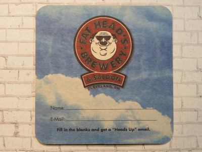 Beer Coaster ~ FAT HEAD'S Brewery & Saloon ~ Cleveland, Ohio - Heads Up!