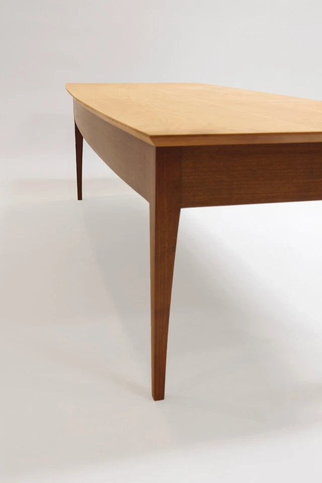 Handmade Signed 59" Curly Tiger Maple & Cherry Wood Coffee Table with Drawer - Image 4 of 4