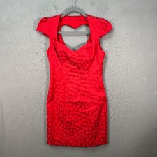 Guess Womens Size 4 Red Heart Pattern Cutout Back Dress