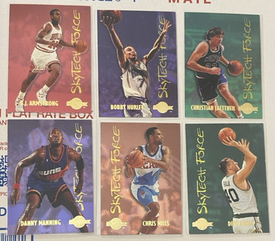 Lot of 6 1995-96 Skybox Skytech Force Insert Cards W/ Bobby Hurley, Dino Radja