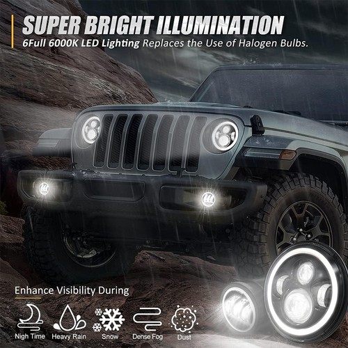 for Freightliner Coronado 7'' LED Headlight Round Projector Hi/Lo+ 4"Fog Light - Picture 7 of 15