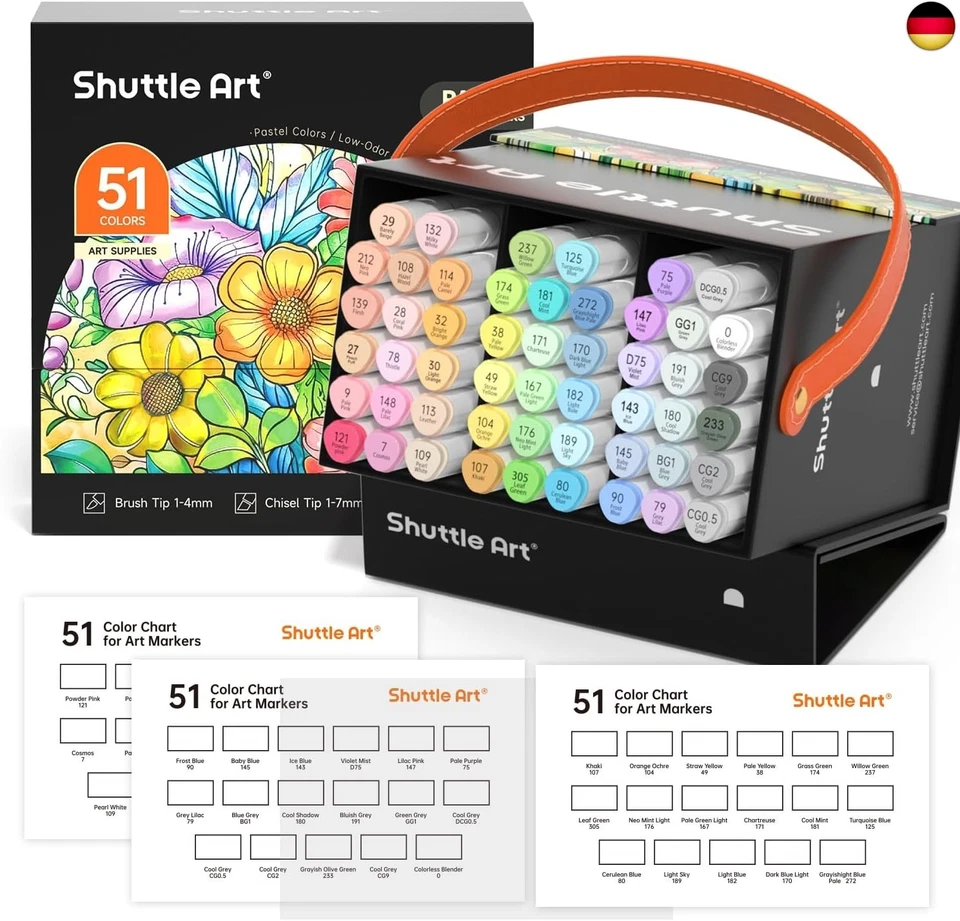 Shuttle Art Alkohol Marker, 50 Pastell doppelseitiges Alkohol Marker Stifte Set