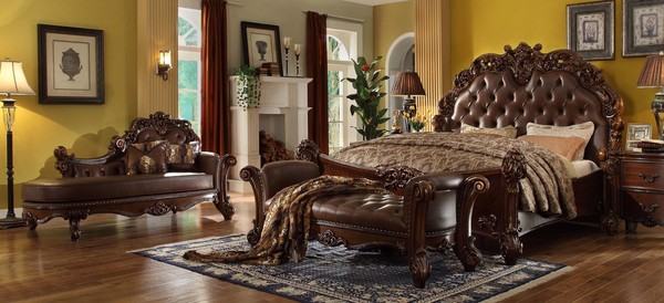 Doppelbett Bett Ehebett Luxus Betten Barock Rokoko Antik Stil Chesterfield Neu-image