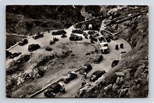 RPPC Hairpin Turn Susten Pass Cars Bus Bicycles Motorcycles Swiss Alps Postcard