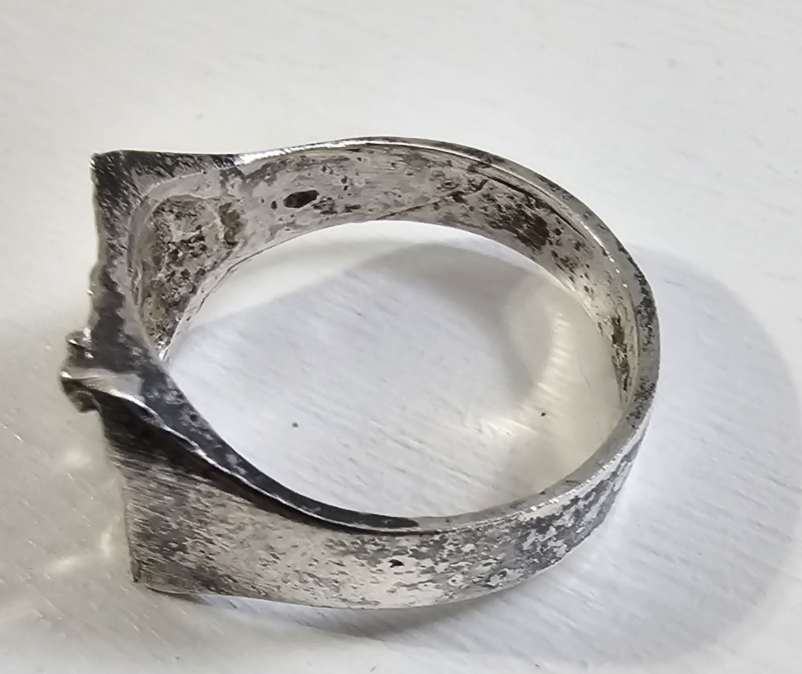 Handcrafted Artisan Sterling Brutalist Ring Sz 6 … - image 2
