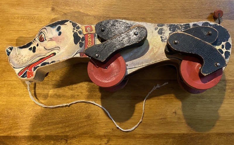 Vintage 1960's Wooden "Snoopy/Sniffer" Pull Toy Fisher Price With Spring Tail