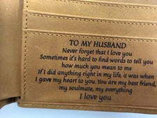 Mens Engraved Wallet Genuine Leather Bifold  To My Husband    New