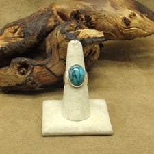 Sterling Silver Wide Band Turquoise Ring Size 6.75
