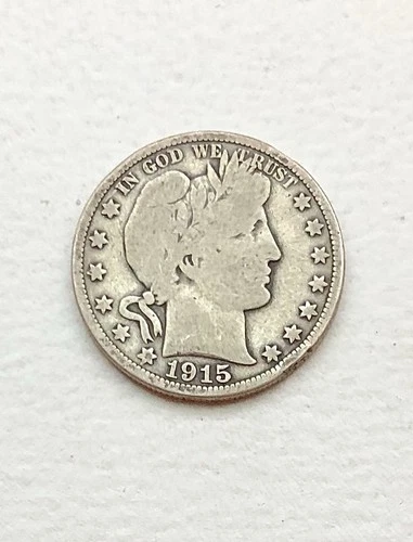1915 Barber Silver Half Dollar RARE!! 50c VG Condition Coin!! (02)