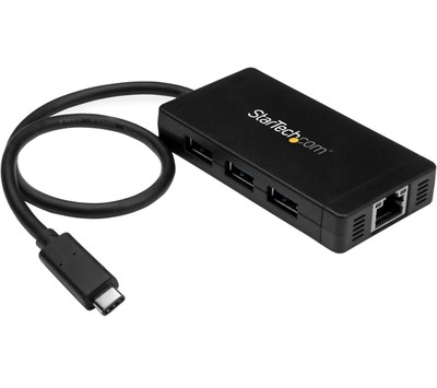 StarTech 3-Port USB 3.0 Hub with USB-C And Gigabit Ethernet and Power Adapter