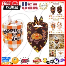 Thanksgiving Dog Bandana Fall Autumn Pet Bandana Reversible Triangle Bibs Sca...