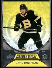2021-22 Upper Deck Credentials #49 David Pastrnak Boston Bruins Yellow Card