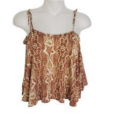 Urban Outfitters Women s Cami Tank Top Size S Motif Sleeveless Flounce Brown