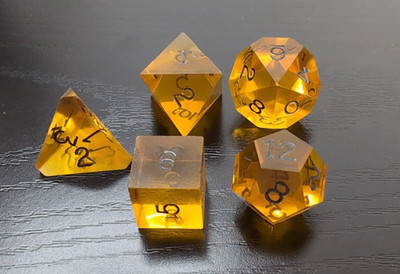 Gamescience Gem Topaz/Amber/Gold Yellow High Impact Precision 5 Piece Dice Set