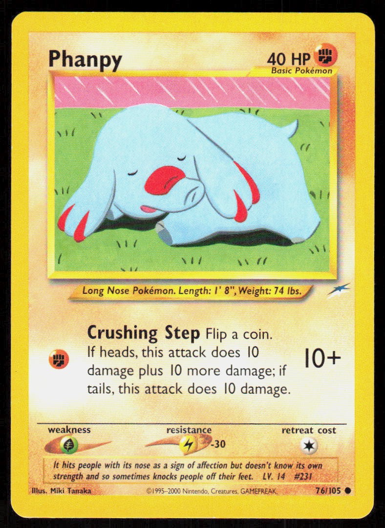 Phanpy 76/105 Common Neo Destiny Pokemon Unlimited Lightly Played