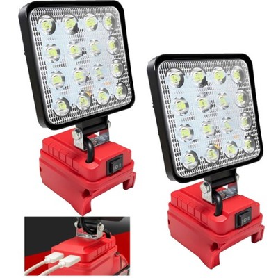 2Stk Taschenlampe Arbeitsleuchte Für Milwaukee 18V Akku Strahler Licht mit 2 USB