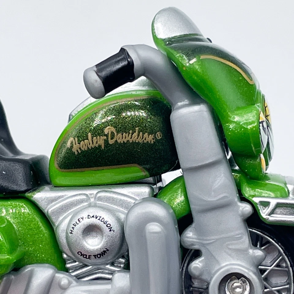 Maisto Harley Davidson 压铸自行车镇摩托车绿色快乐脸玩具 1: 64 — 第 3/4 张图片