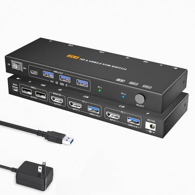 HDMI KVM Switch 1 Monitors 2 Computers 8K60Hz USB3.0 KVM Switch for 2 Compute...