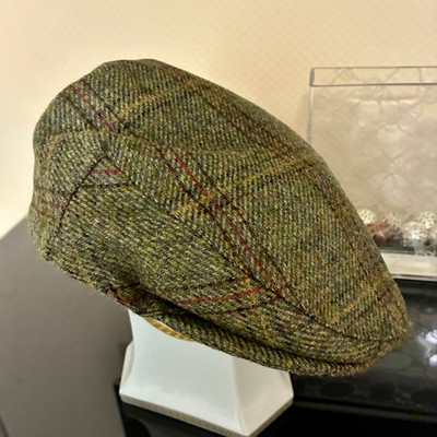 Graham Grove Hatters Herren Schiebermütze Tweed Wolle kariert grün M