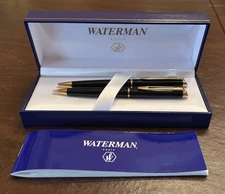 Waterman Black & Gold Ballpoint & Pencil Set New In Box - Made In France