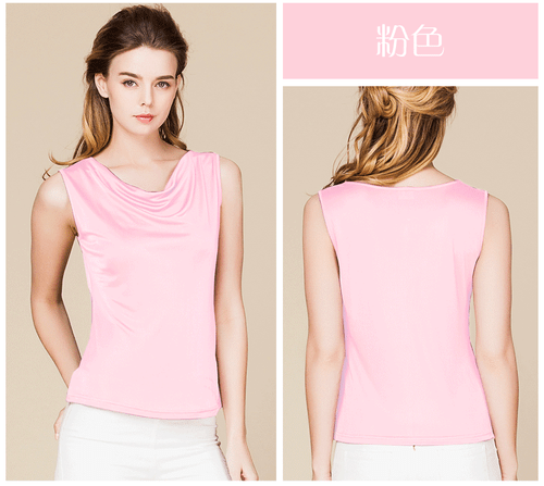 Womens Sleeveless Real Silk Tank Top Slim Fit Summer Blouse T Shirt Fashion Lady - Bild 22 von 35