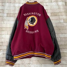 Reebok Varsity Jacket Reversible Embroidery Nfl Genuine Leather Wool Xl