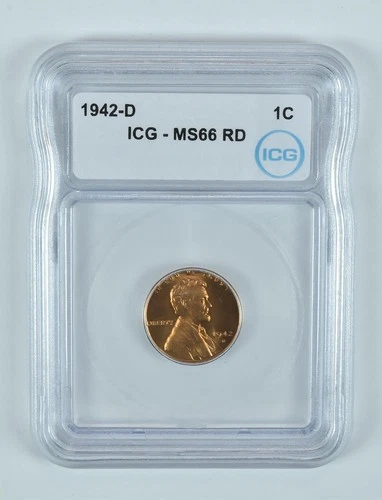 1942-D Lincoln Wheat Cent MS66 RD ICG