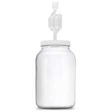 Glass One Gallon Fermentation Jar with Grommet Lid and S-Shaped Airlock - Air...