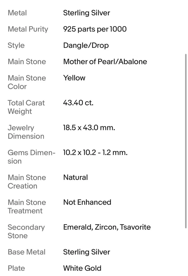 Flores de madreperla talladas y esmeralda hechas a mano enchapadas en oro blanco 925 Foto 4 de 4