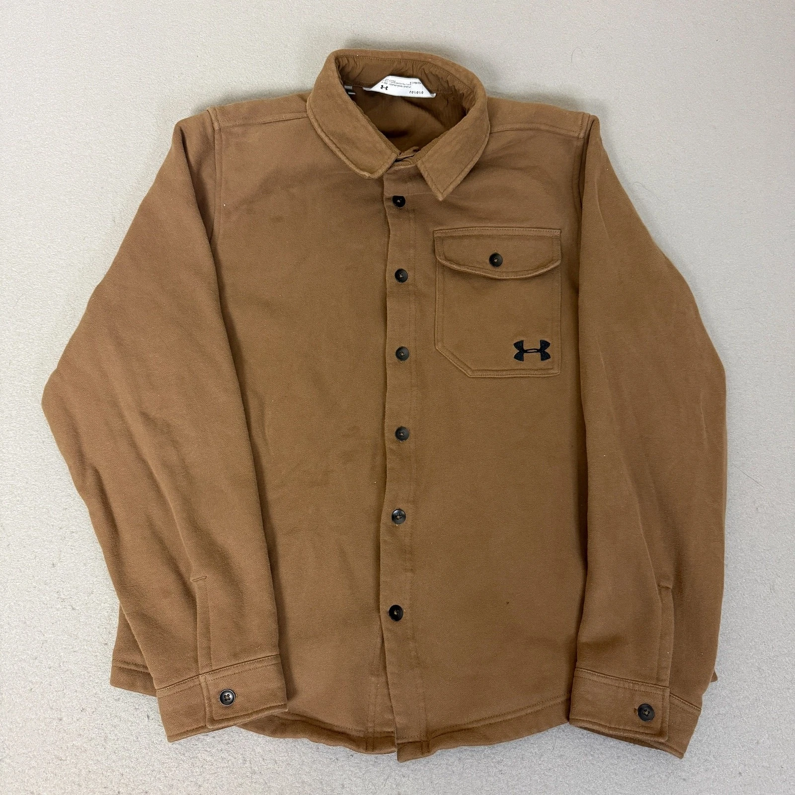 Under Armour ColdGear Brown Fleece Button Shirt Jacket Men’s LG Loose