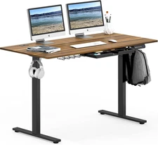 SHW 55 X 28 Inches Electric Height Adjustable Standing Desk with Drawer and Memo