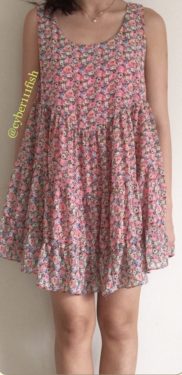brandy melville pink floral dress Brandy Melville Show Room Pink Floral Baby Doll Dress BNWT #35
