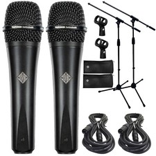 2x Telefunken M80 Dynamic Microphone Black  XLR Cable and a Mic Stand