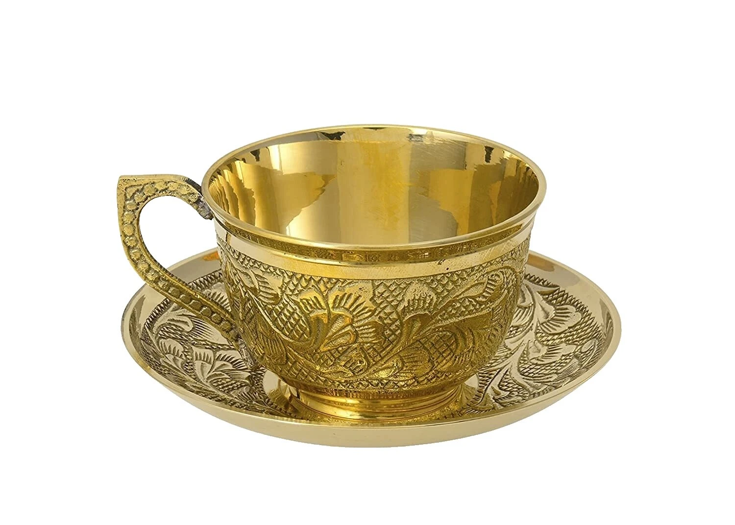 Brass Tazas de Té y Platillo Conjuntos